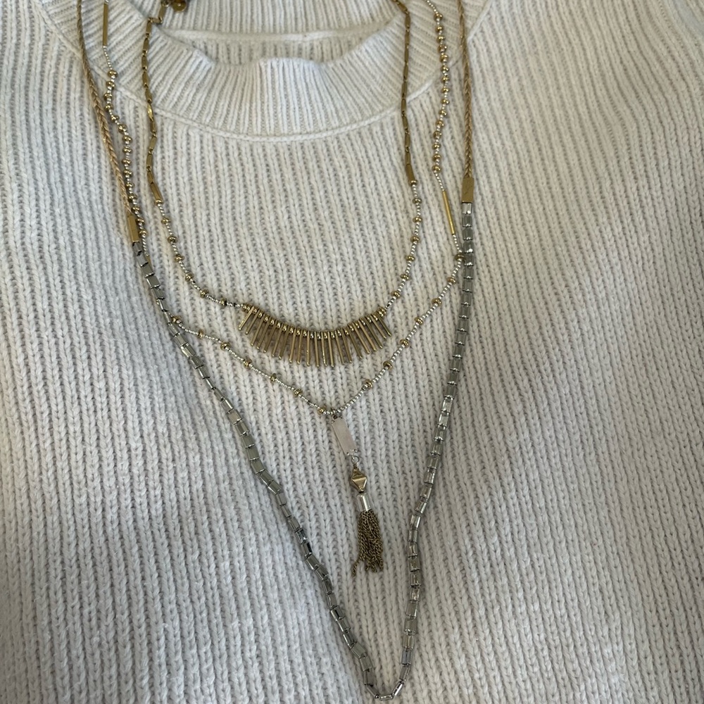 Stella and Dot Trio Gold and Silver Layered Necklace